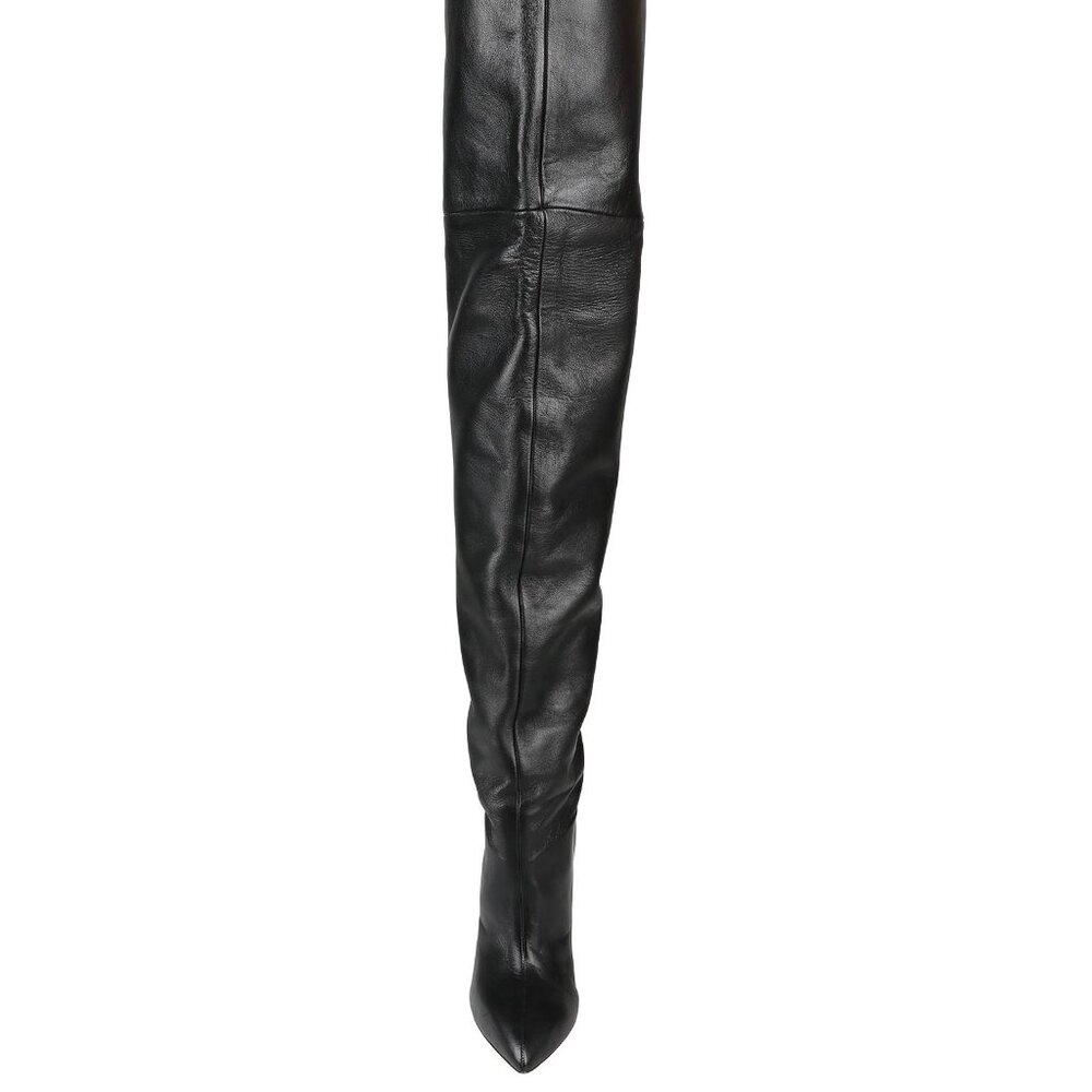 MAKE OFFER PARIS TEXAS Stiletto Black Leather Nappa Over the Knee Boots 39 - Picture 14 of 14